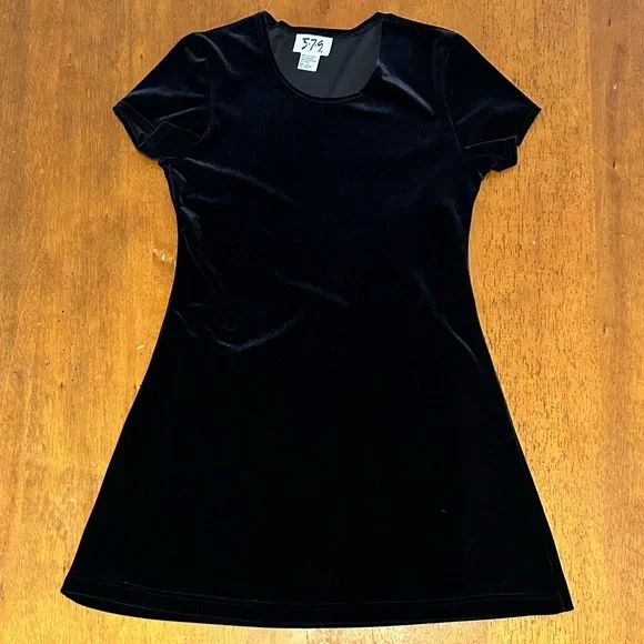 579 Dresses | 579 Black Velvet Mini Dress - Size S | Color: Black | Size: S